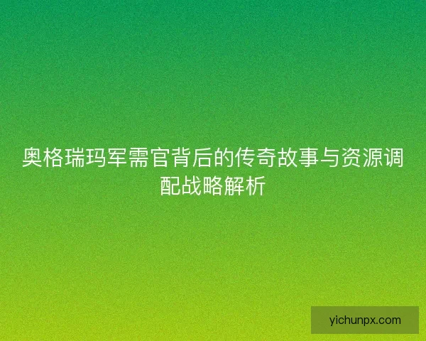 奥格瑞玛军需官背后的传奇故事与资源调配战略解析