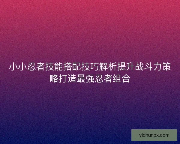 小小忍者技能搭配技巧解析提升战斗力策略打造最强忍者组合